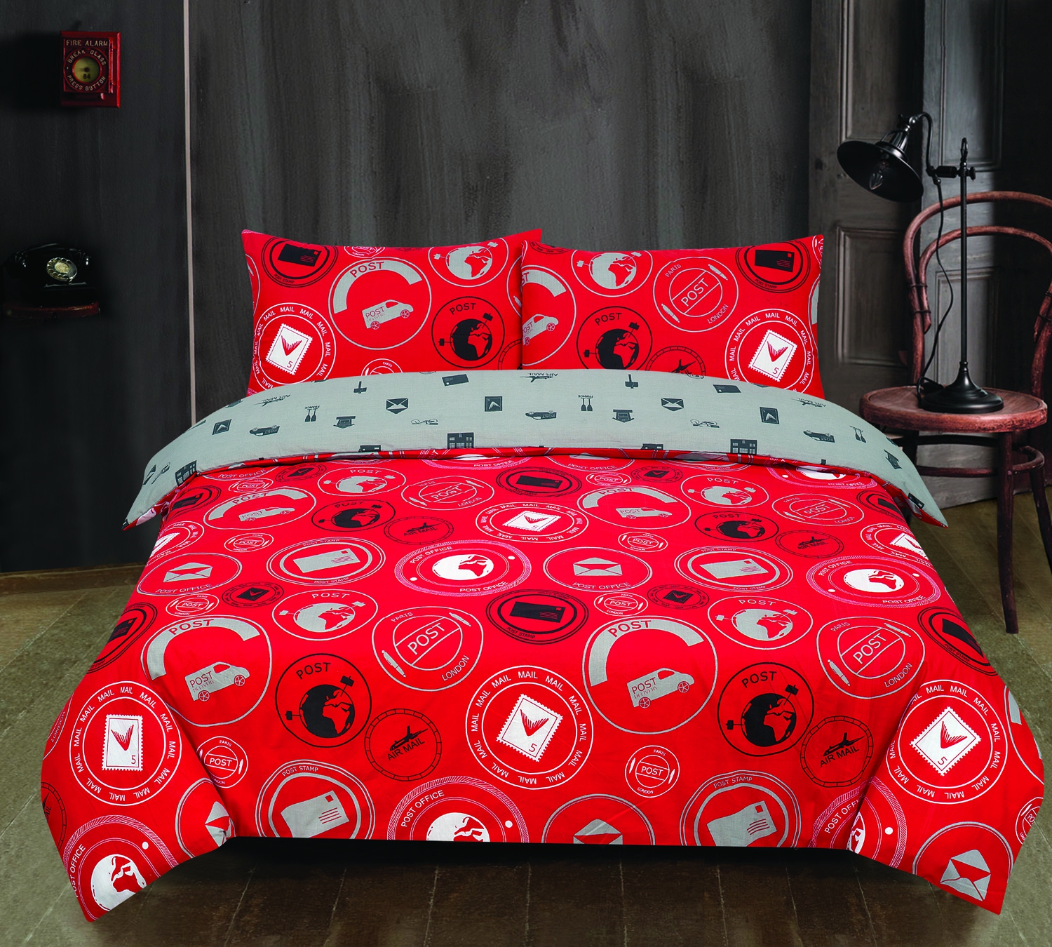 Single London To Paris Post Royal Red Bubblebedding Online Store