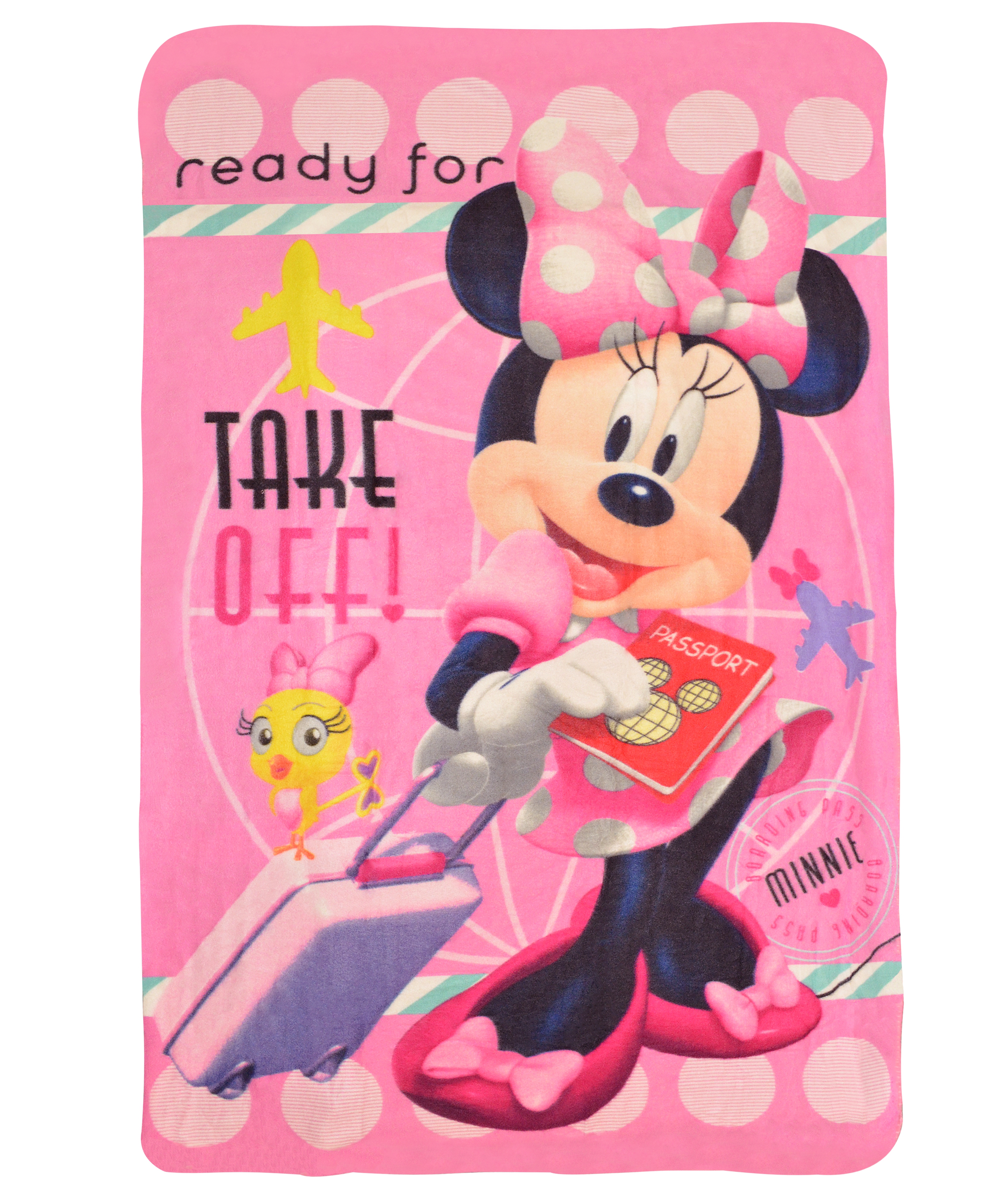 Disney Minnie Mouse 'Take Off' Fleece Panel Blanket Throw