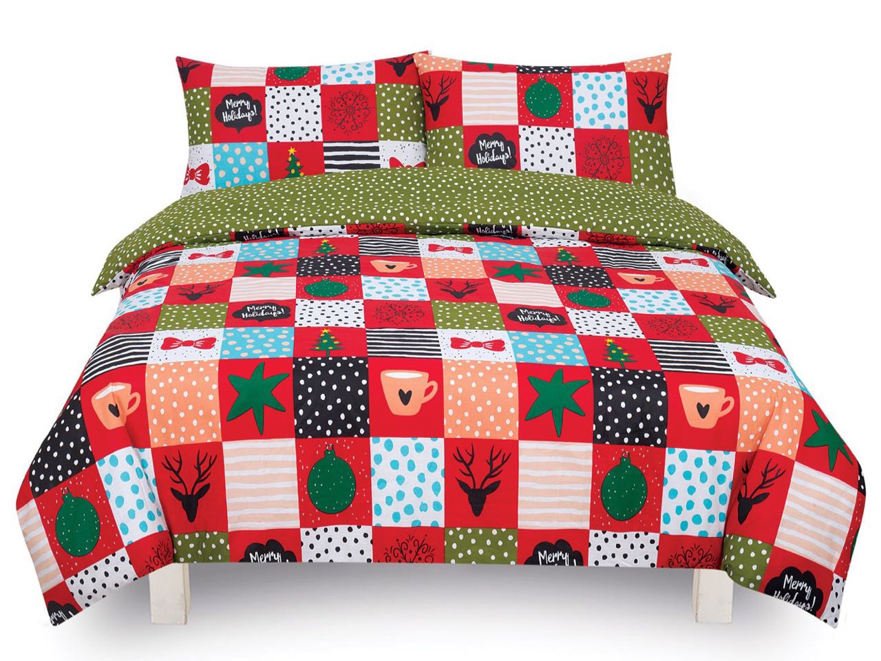 Festive Season Red King Bed Duvet Quilt Cover Set Bubblebedding