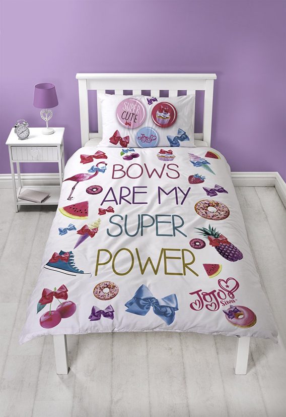 Duvet cover Jojo Super Bows Reversible Kids Panel Single Bed Duvet Quilt Cover Set