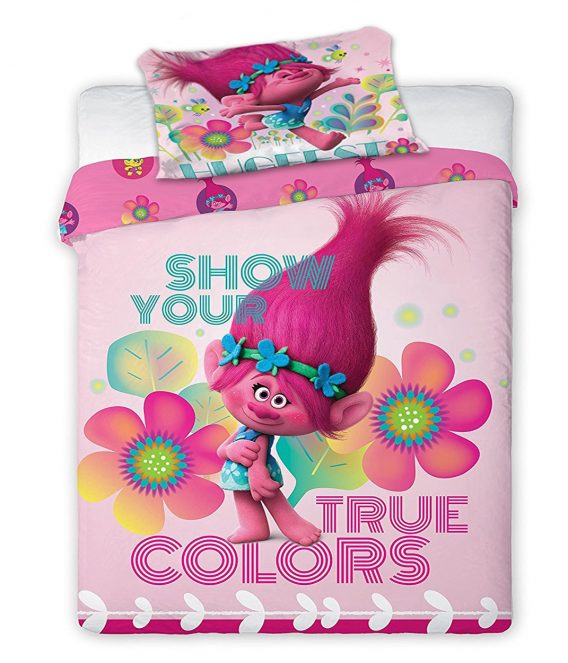 Duvet cover Trolls Poppy 'Show Your True Colors' Reversible Panel Single Bed Duvet Quilt Cover Set
